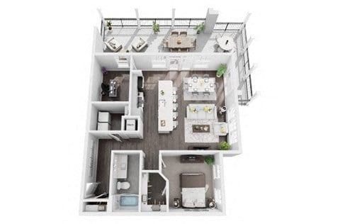 Floor plan for 1 bed, 1 bath, 1012 sqft